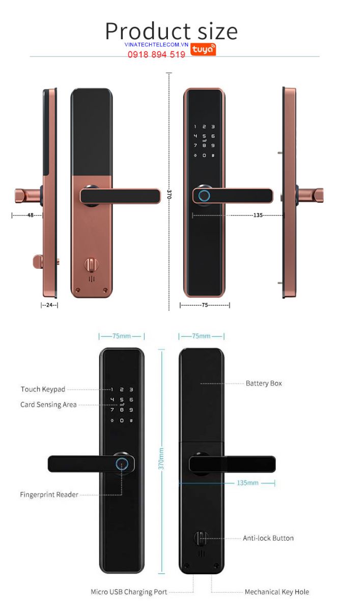 Khóa cửa vân tay Tuya Smart WM01