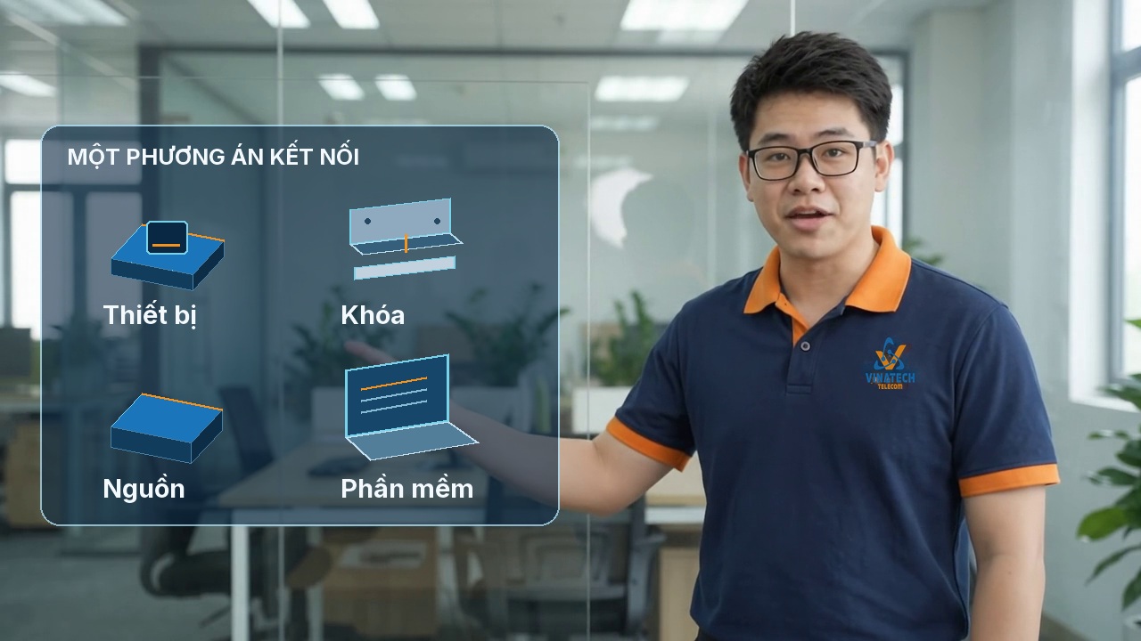 Hải Đăng giải thích sơ đồ thiết bị, khóa, nguồn và phần mềm trên bảng kính